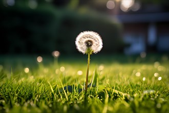 A lone dandelion standing tall, AI generated