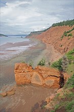 Seashore at low tide, cliffs, red sandstone, Five Islands Provincial Park, Fundy Bay, Nova Scotia,