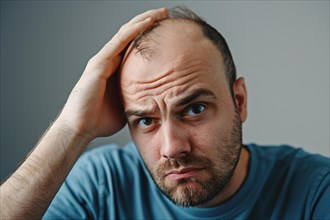 Unhappy man going bald. KI generiert, generiert AI generated