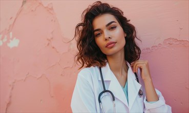 Stylish healthcare worker in white coat posing with a relaxed posture AI generated