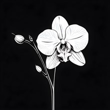 Orchid minimalist line drawing emphasis on form simplicity, AI generated
