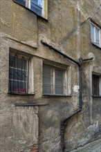 Rotten facade with external sewage pipe, Kempten, Allgaeu, Bavaria, Germany, Europe