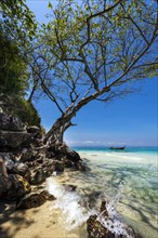 Bamboo Island, boat, wooden boat, longtail boat, bay, sea bay, sea, ocean, Andaman Sea, tropics,