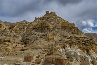 Eroded sandstone village, Garphu, Kingdom of Mustang, Nepal, Asia
