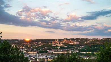 Panoramic view of a city at sunset with a picturesque sky, Bergische Universitaet, Elberfeld,