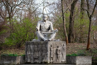 Monument to Eike von Repkow, jurist, Magdeburg, Saxony-Anhalt, Germany, Europe
