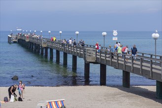Tourists on the pier in Kuehlungsborn, Mecklenburg-Western Pomerania, Germany, Europe