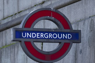 Underground sign, City of London, England, United Kingdom, Europe