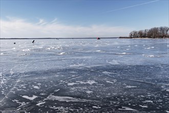 Winter riverscape, ice surface on th Saint Lawrence River, Province of Quebec, Canada, North