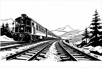 Illustration painting cog railway, AI generated
