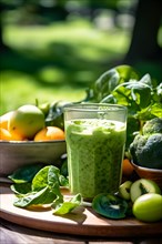Green smoothie rich in spinach and kale, AI generated