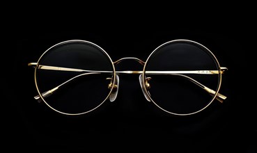 Classic and sleek round metal eyeglasses with minimalistic gold frames AI generated
