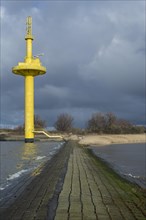 Langluetjen, radar tower, island, dyke, architectural monument, Nordenham, Bremerhaven, Germany,