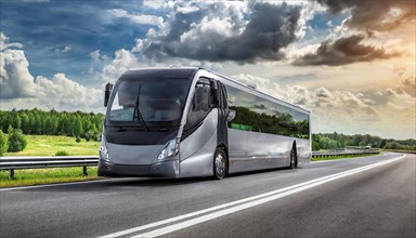 AI generated, A modern coach on the motorway