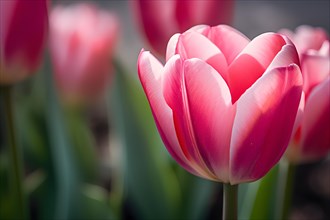 Pink tulips in close up, AI generated