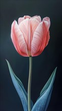An elegant botanical illustration of a pink tulip with a subtle gradient background, ai generated,