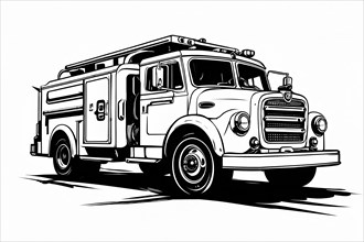 Illustration painting fire engine car, AI generated