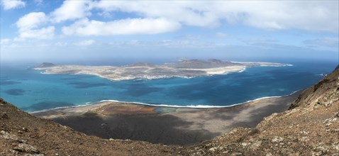 View of La Graciosa Island, Lanzarote, Canary Islands, Spain, Europe
