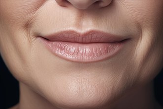 Close up of wrinkles around mouth of middle aged woman. KI generiert, generiert AI generated