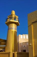 Golden Mosque in the Cultural Centre Katara of Doha, church, church tower, gilded, wealth, Orient,