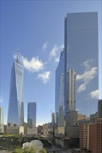 Skyscrapers One World Trade Centre or Freedom Tower and 4 WTC, Ground Zero, Lower Manhattan, New