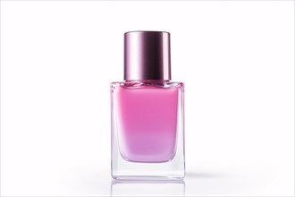 Single bottle of pink nail polish on white background. KI generiert, generiert AI generated
