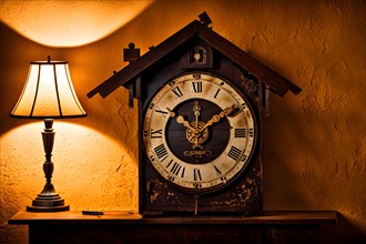 Vintage cuckoo clock peeling paint rusty textures testament to its history and character, AI