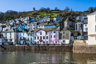 View of Dartmouth from Kingswear over River Dart, Devon, England, United Kingdom, Europe