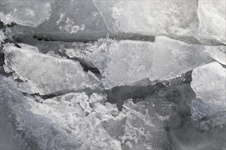 Winter riverscape, ice structures, detail, Saint Lawrence River, Province of Quebec, Canada, North