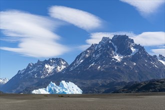 Iceberg and cloud formation, Lago Grey, Torres del Paine National Park, Parque Nacional Torres del