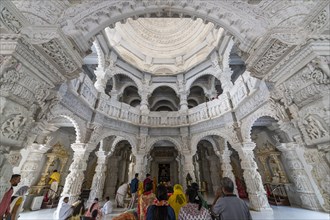 Marble build Dharamshala Manilaxmi Tirth Jain temple, Gujarat, India, Asia