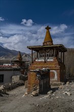 Colourfully painted Buddhist stupa, Kingdom of Mustang, Nepal, Asia