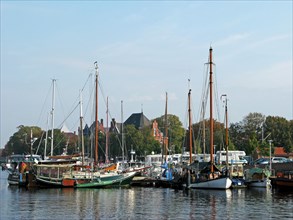 Boats, Emden harbour, East Frisia, Germany, Europe