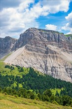 Mountaious alps landscape at Odle Group mountains in the Dolomites, Ortisei, Val Gardena, Italy,