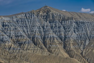 Eroded mountain landscape in the Kingdom of Mustang, Nepal, Asia