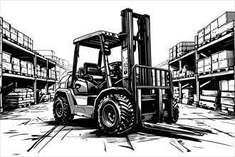 Lineart picture forklift, AI generated