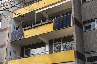 Balcony power plant Solar panel on a balcony in Monheim am Rhein, Germany, Europe