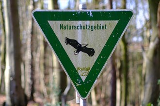 Sign with inscription nature reserve, vintage, North Rhine-Westphalia, Germany, Europe
