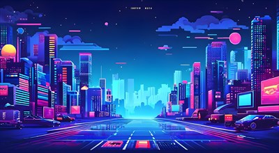 Website header blending retro pixel style elements and modern graphics pixelated icons, AI