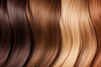 Color swatches of different hair brunette, blond and red color shades. KI generiert, generiert AI