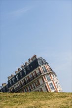 House photographed at an angle, Montmartre, Paris, Ile-de-France region, France, Europe