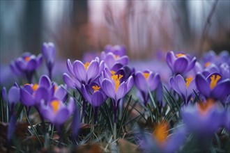 Crocus flowers in a park AI generated, AI generated, AI generated