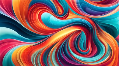 Animation incorporating vibrant colors in swirling playful patterns conveying movement, AI