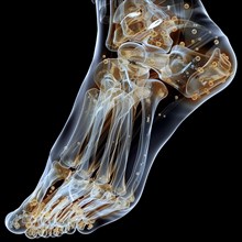 Medical illustration of a human foot, AI generated