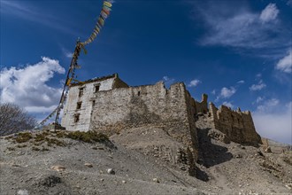 Old palace, dzong in the village of Tsarang, Kingdom of Mustang, Nepal, Asia