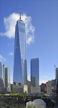 One World Trade Centre or Freedom Tower skyscraper, Ground Zero, Lower Manhattan, New York City,