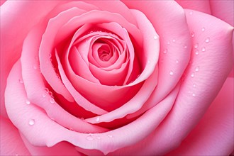 Close up of beautiful pink rose flower with water rain drops. KI generiert, generiert AI generated