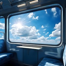 Modern train inside window frame, AI generated