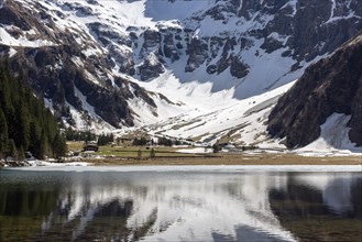 Landscape, winterly, lake, reflection, pinzgau