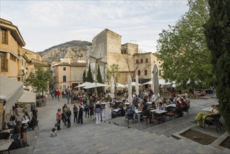 Place with restaurants, Pollensa, Pollenca, Serra de Tramuntana, Majorca, Majorca, Balearic